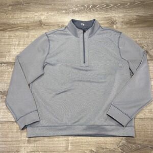 Hickey Freeman Quarter Zip Pullover Men's L Gray Performance Stretch Long Sleeve